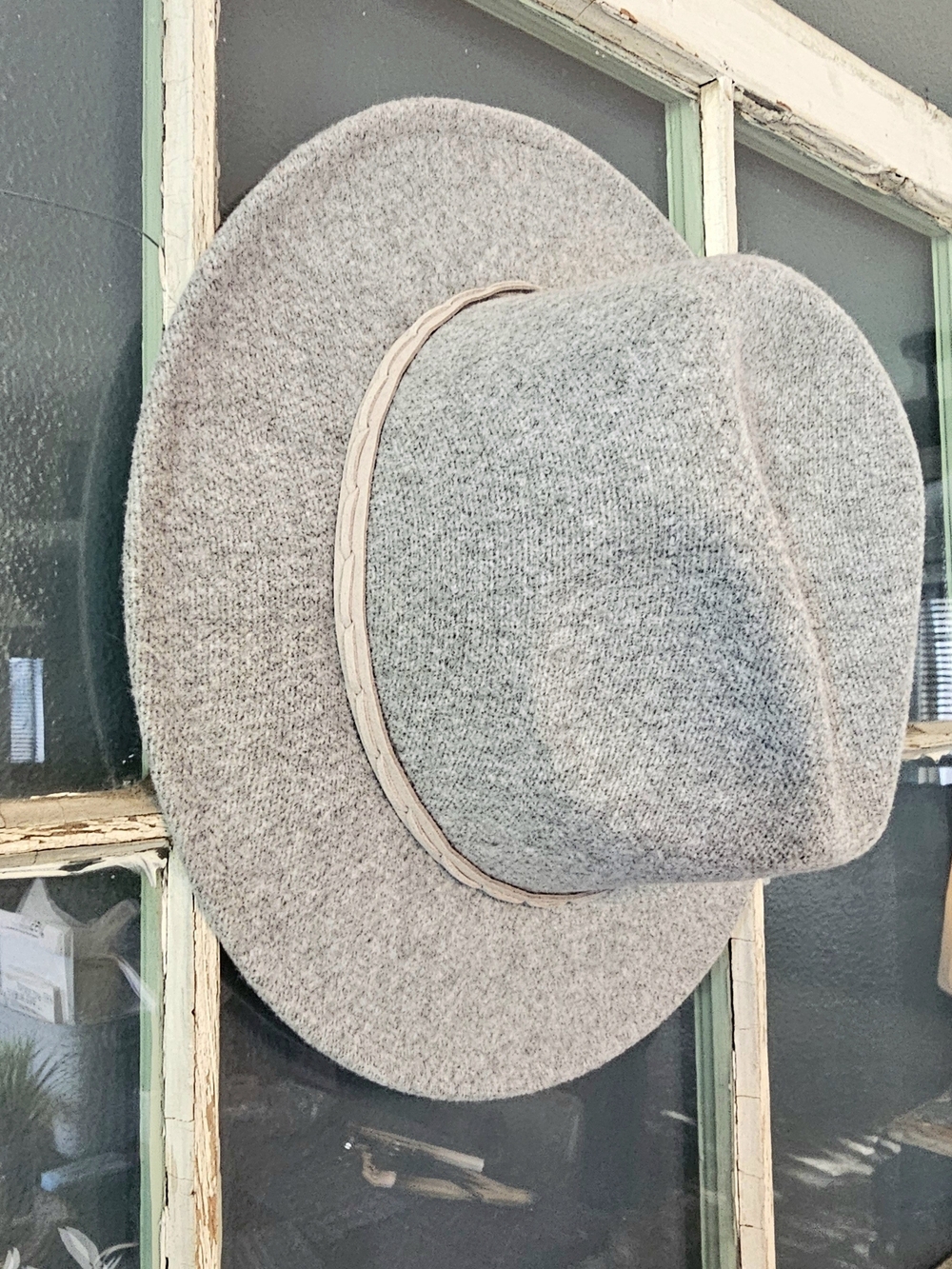Gray Wool Fedora Hat with Band - Accessories